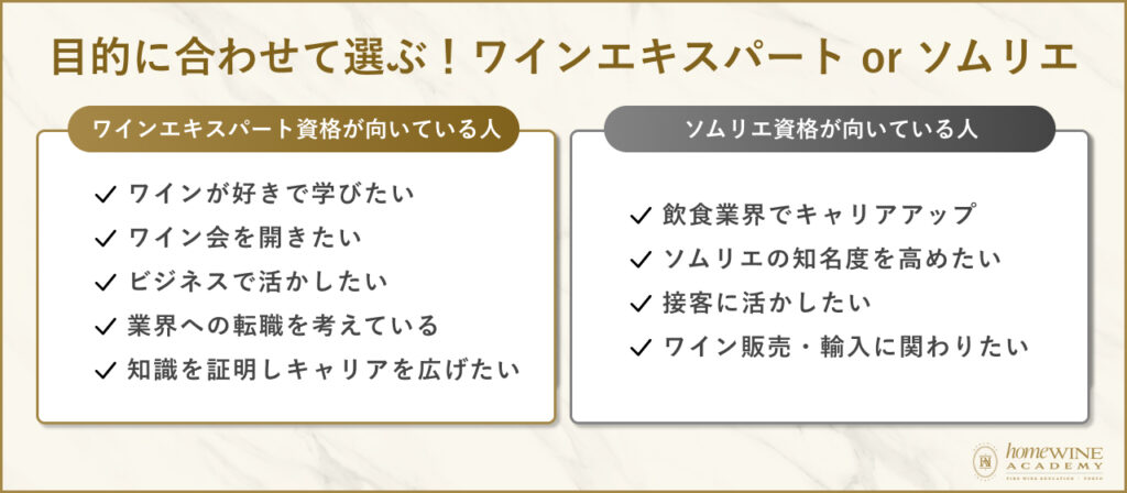 目的に合わせて選ぶ！ワインエキスパート or ソムリエ